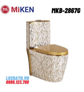 Bàn cầu 1 khối mạ vàng hoa văn Miken MKB-2867G