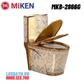 Bàn cầu 1 khối mạ vàng hoa văn Miken MKB-2866G