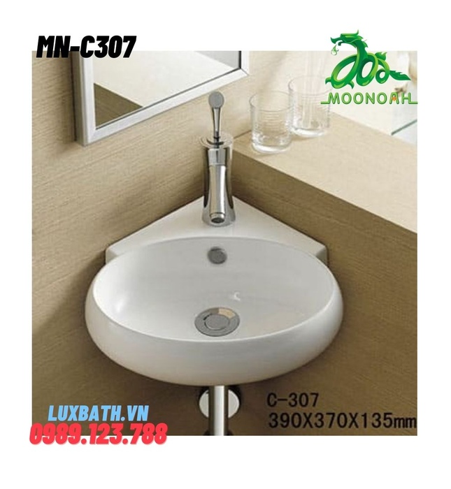 Chậu rửa Lavabo treo tường góc Moonoah MN-C307