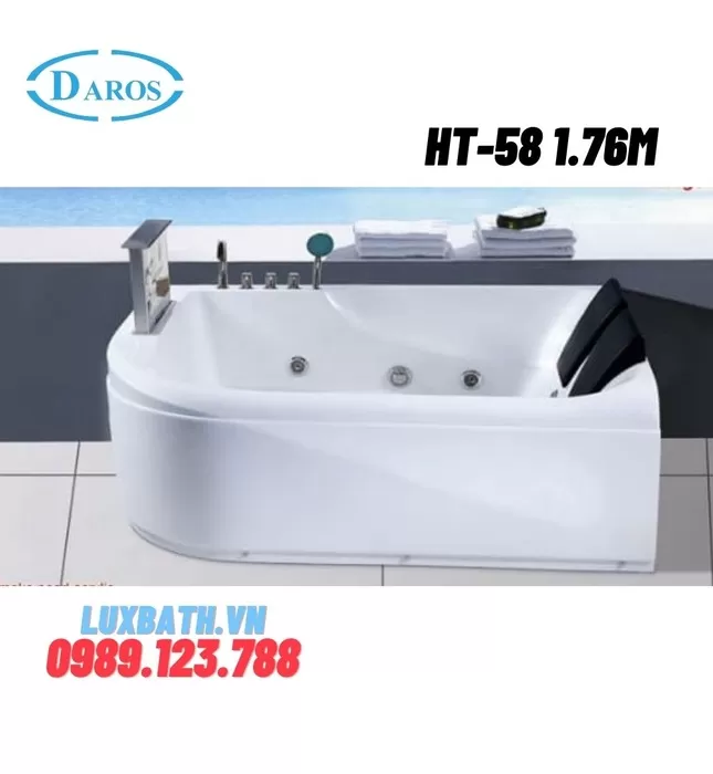 Bồn Tắm Massage Áp Tường Daros HT-58 1.76m