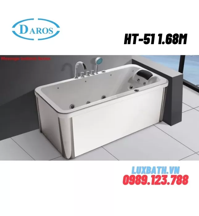 Bồn Tắm Massage Áp Tường Daros HT-51 1.68m