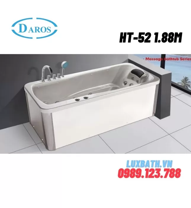 Bồn Tắm Massage Áp Tường Daros HT-52 1.88m