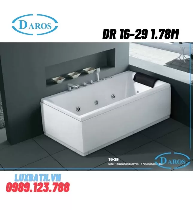 Bồn Tắm Massage Áp Tường Daros DR 16-29 1.8m