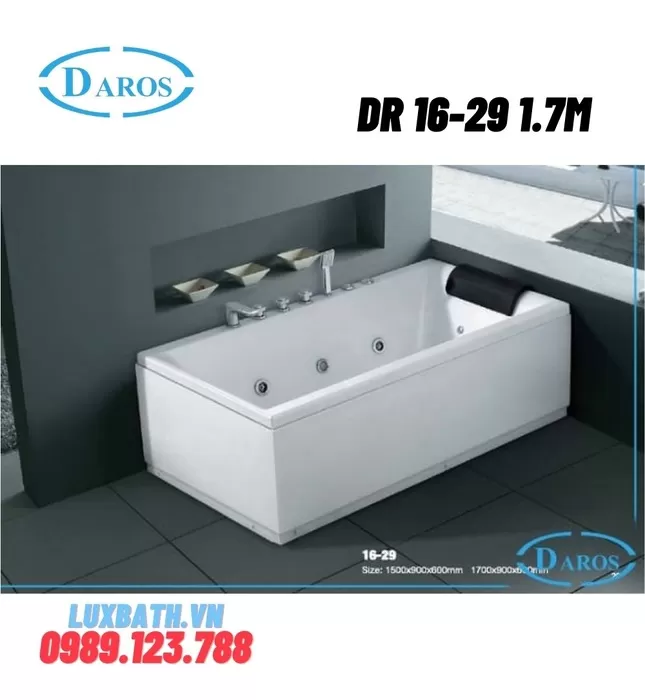 Bồn Tắm Massage Áp Tường Daros DR 16-29 1.7m