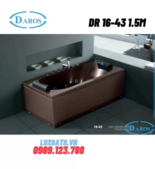 Bồn Tắm Massage Áp Tường Daros DR 16-43 1.5m