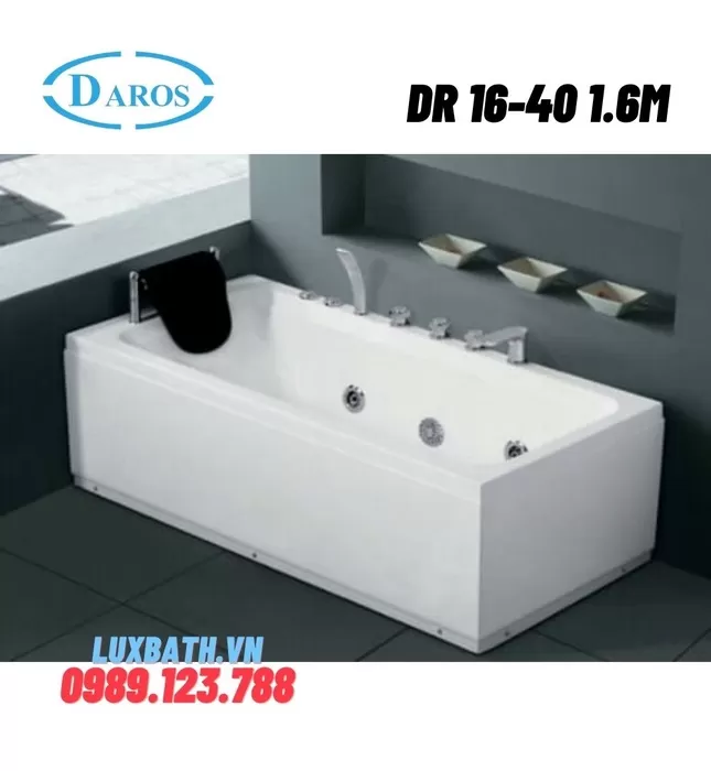 Bồn Tắm Massage Áp Tường Daros DR 16-40 1.6m