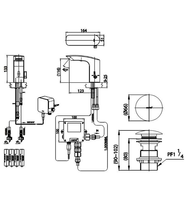 Vòi lavabo lạnh cảm ứng COTTO CT532NXDC dùng pin