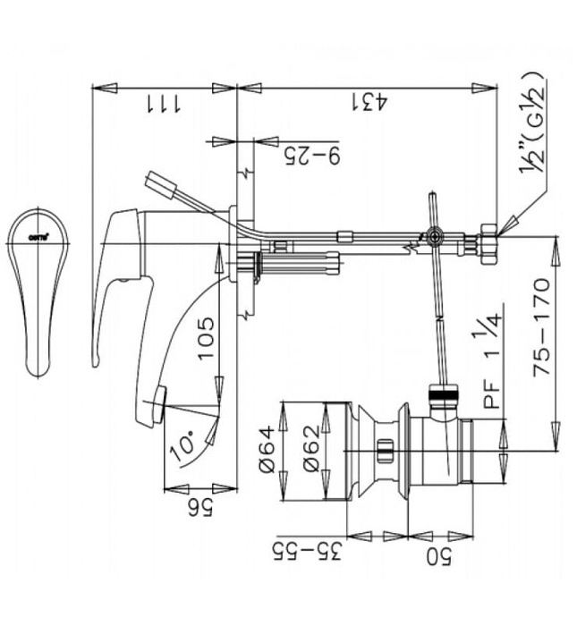 Vòi rửa mặt lavabo nóng lạnh COTTO CT561D 