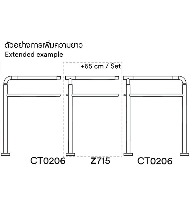 Thanh vịn nhà vệ sinh gắn sàn COTTO CT0206