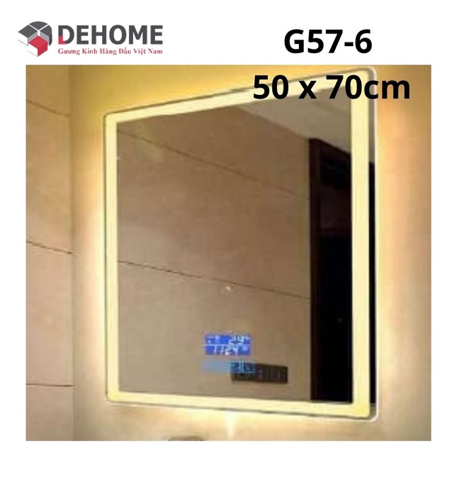 Gương led hình chữ nhật nguồn cảm ứng 50x70cm Dehome G57-6