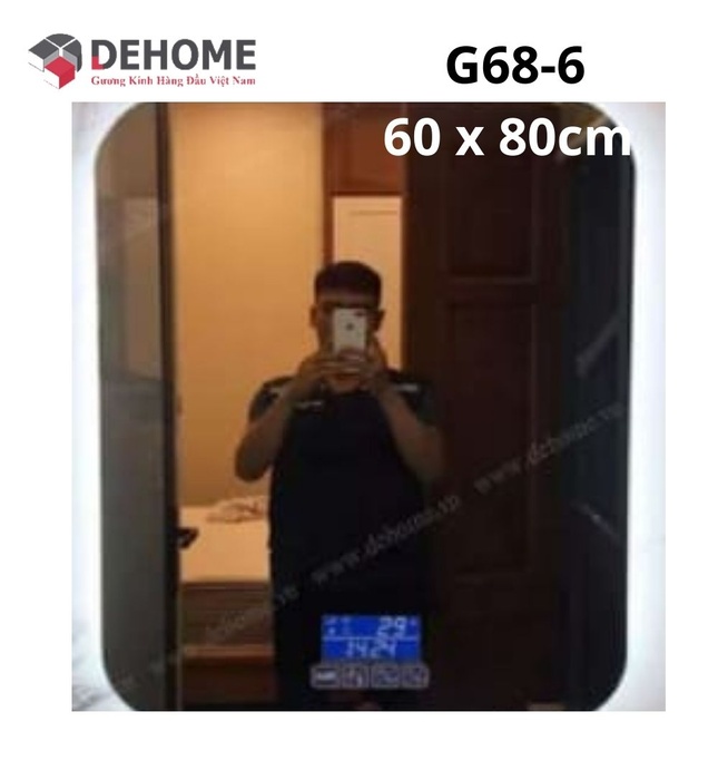 Gương led hình chữ nhật 60x80cm Dehome G68-6