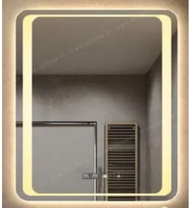 Gương led nguồn cảm ứng đồng hồ đơn nhiệt độ sấy gương 70x90cm Dehome G79-5