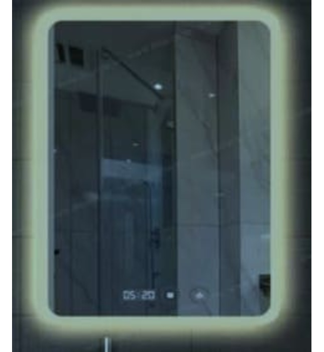 Gương led nguồn cảm ứng đồng hồ đơn nhiệt độ 70x90cm Dehome G79-3