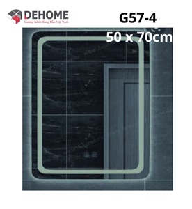 Gương led hình chữ nhật nguồn cảm ứng sấy gương 50x70cm Dehome G57-4