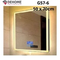 Gương led hình chữ nhật nguồn cảm ứng 50x70cm Dehome G57-6