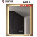 Gương led nguồn cảm ứng đồng hồ đơn nhiệt độ 60x80cm Dehome G68-3