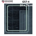Gương led hình chữ nhật nguồn cảm ứng sấy gương 50x70cm Dehome G57-4