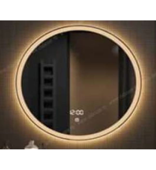 Gương led nguồn cảm ứng đồng hồ đơn nhiệt độ hình tròn 60cm Dehome GT70-3