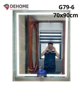 Gương led nguồn cảm hình chữ nhật 70x90cm Dehome G79-6