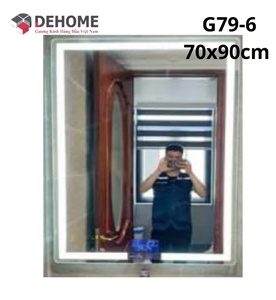 Gương led nguồn cảm hình chữ nhật 70x90cm Dehome G79-6