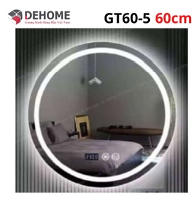 Gương led nguồn cảm ứng đồng hồ đơn nhiệt độ sấy gương Dehome GT60-5