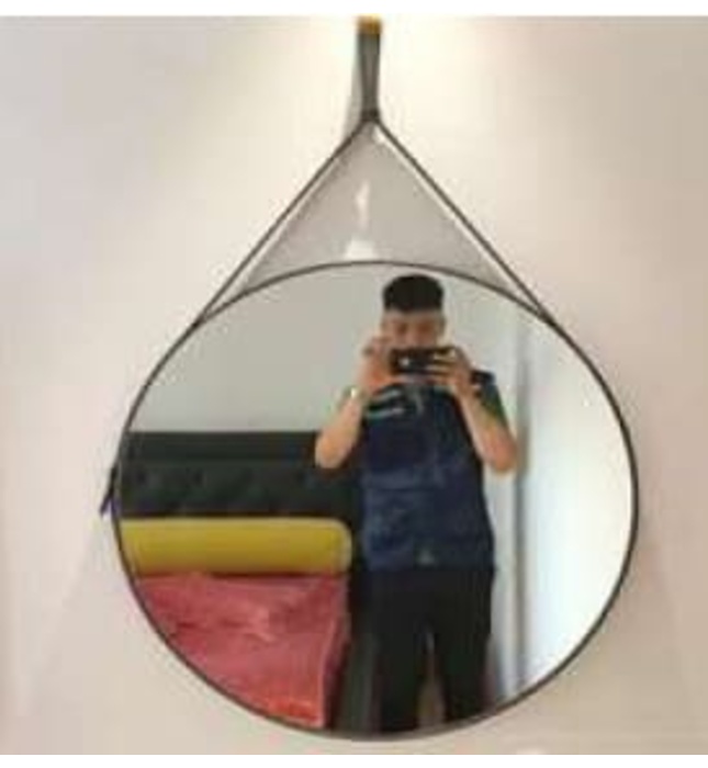 Gương dây da hình tròn 70cm Dehome GD70-1