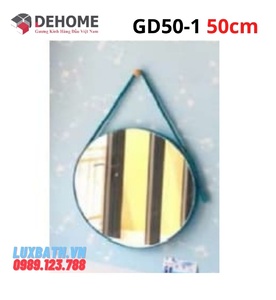 Gương dây da xanh hình tròn 50cm Dehome GD50-1
