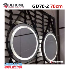Gương đèn led dây da hình tròn 70cm Dehome GD70-2