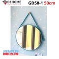 Gương dây da xanh hình tròn 50cm Dehome GD50-1