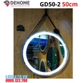 Gương đèn led dây da hình tròn 50cm Dehome GD50-2