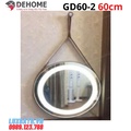 Gương đèn led dây da hình tròn 60cm Dehome GD60-2