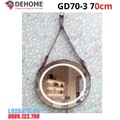 Gương đèn led nguồn cảm ứng đồng hồ đơn nhiệt độ dây 70cm Dehome GD70-4