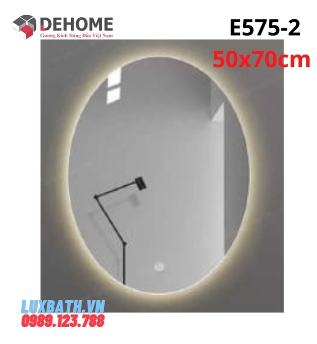 Gương led nguồn cảm ứng hình elip 50x75cm Dehome E575-2