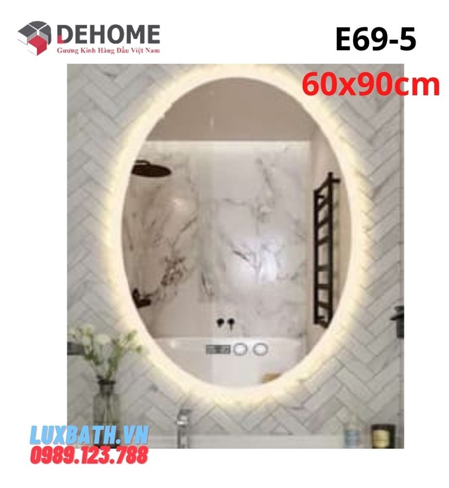 Gương led hình elip 60x90cm Dehome E69-5