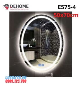 Gương led nguồn cảm ứng sấy gương hình elip 50x75cm Dehome E575-4
