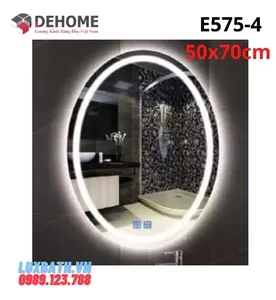 Gương Đèn LED Hình Elip Cảm Ứng Sấy Gương Dehome E575-4 50x75cm