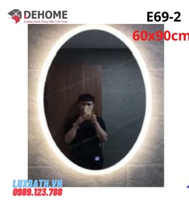 Gương led nguồn cảm ứng hình elip 60x90cm Dehome E69-2