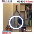 Gương đèn led nguồn cảm ứng dây da hình tròn 80cm Dehome GD80-3