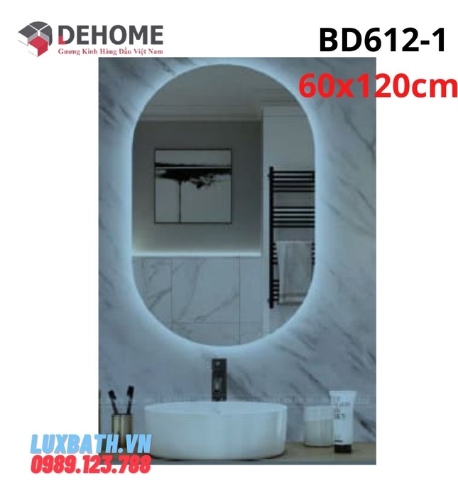 Gương led hình bầu dục 60x120cm Dehome BD612-1