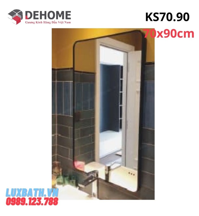 Gương khung sơn tĩnh điện hình chữ nhật màu trắng 70x90cm Dehome KS70.90