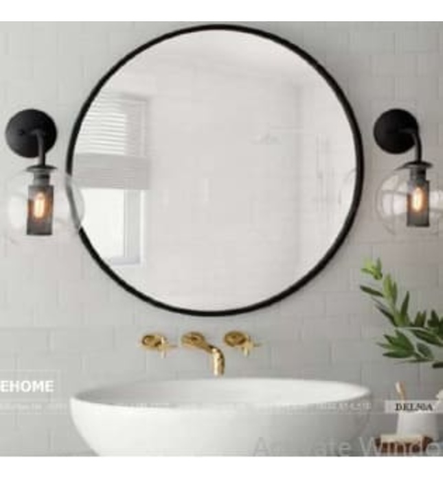 Gương khung sơn tĩnh điện hình tròn đen 60cm Dehome KS60