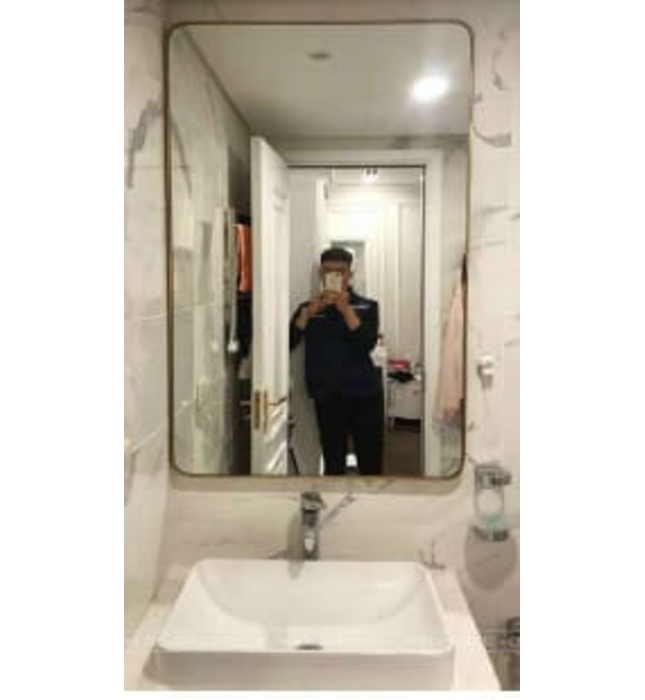 Gương khung mạ PVD hình chữ nhật màu vàng 70x120cm Dehome KM70.120