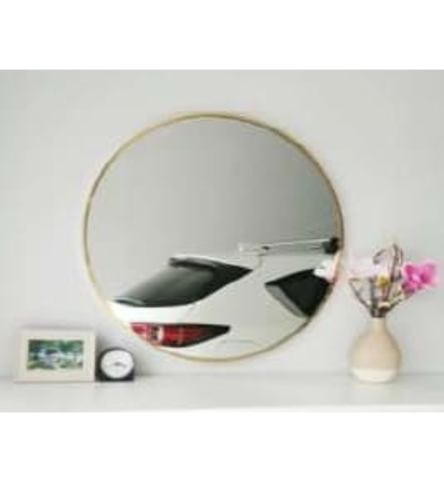 Gương khung mạ PVD hình tròn màu vàng 70cm Dehome KM70 