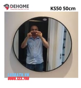 Gương khung sơn tĩnh điện hình tròn màu đen 50cm Dehome KS50 