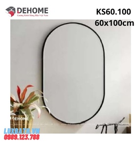 Gương khung sơn tĩnh điện bầu dục đen 60x100cm Dehome KS60.100