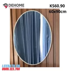 Gương Phòng Tắm Khung Sơn Tĩnh Điện Hình Elip Màu Trắng Dehome KS60.90 60x90cm