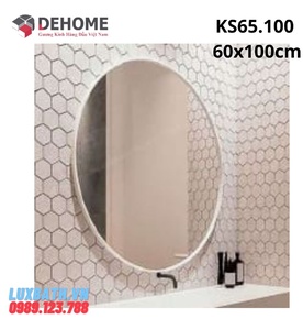 Gương khung sơn tĩnh điện hình elip màu đen 65x100cm Dehome KS65.100