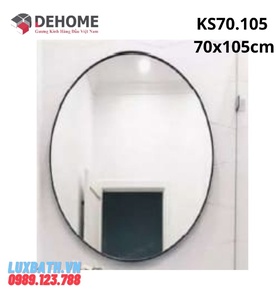 Gương khung sơn tĩnh điện elip đen 70x105cm Dehome KS70.105