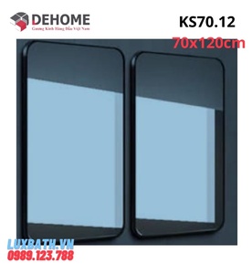Gương khung sơn tĩnh điện hình chữ nhật màu đen 70x120cm Dehome KS70.12