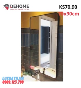 Gương khung sơn tĩnh điện chữ nhật đen 70x90cm Dehome KS70.90